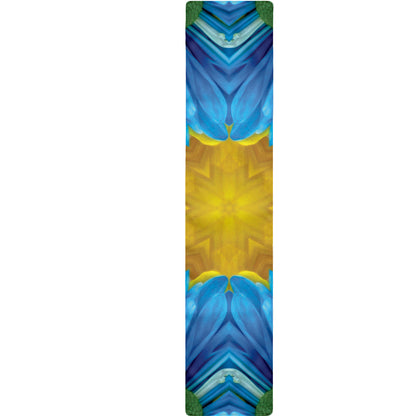 Blue And Pink Flowers Kaleidoscope Print Table Runner