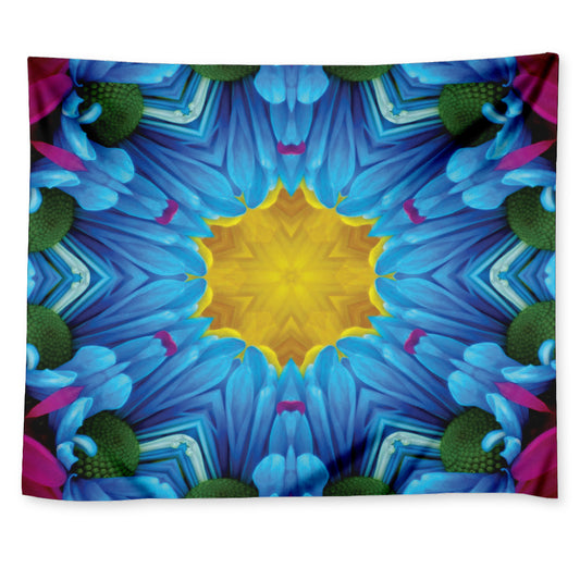 Blue And Pink Flowers Kaleidoscope Print Tapestry