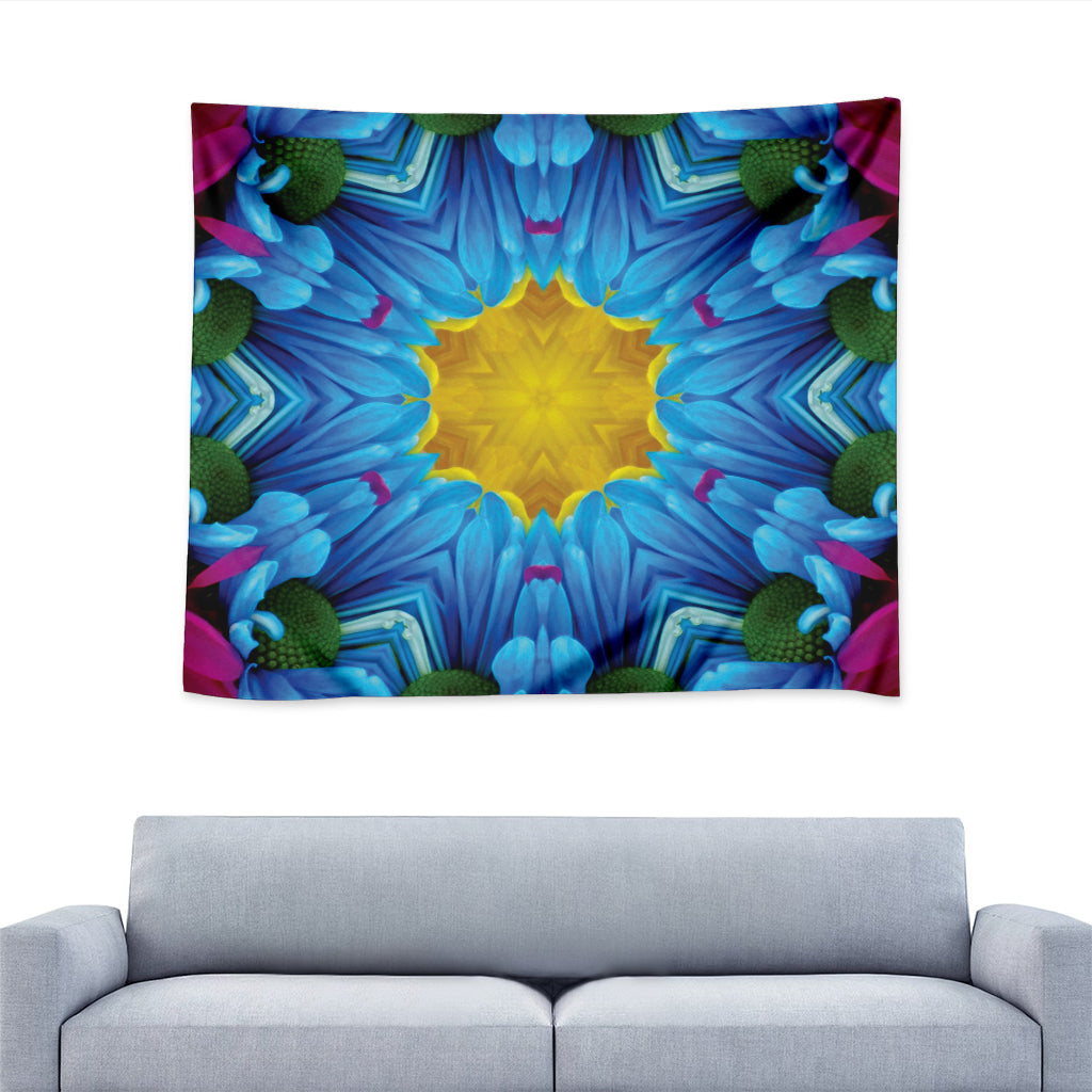 Blue And Pink Flowers Kaleidoscope Print Tapestry