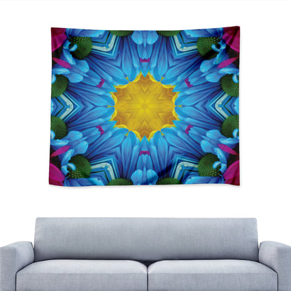Blue And Pink Flowers Kaleidoscope Print Tapestry