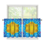 Blue And Pink Flowers Kaleidoscope Print Tier Curtains