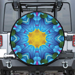 Blue And Pink Flowers Kaleidoscope Print Tire Cover