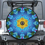 Blue And Pink Flowers Kaleidoscope Print Tire Cover With Camera Hole