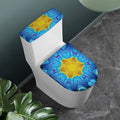 Blue And Pink Flowers Kaleidoscope Print Toilet Lid And Tank Cover Set