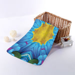 Blue And Pink Flowers Kaleidoscope Print Towel