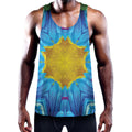 Blue And Pink Flowers Kaleidoscope Print Men's Workout Tank Top
