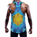 Blue And Pink Flowers Kaleidoscope Print Training Tank Top