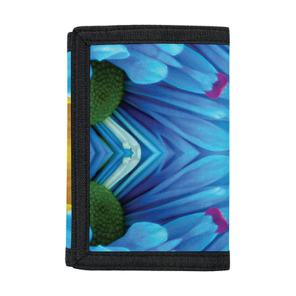 Blue And Pink Flowers Kaleidoscope Print Trifold Wallet