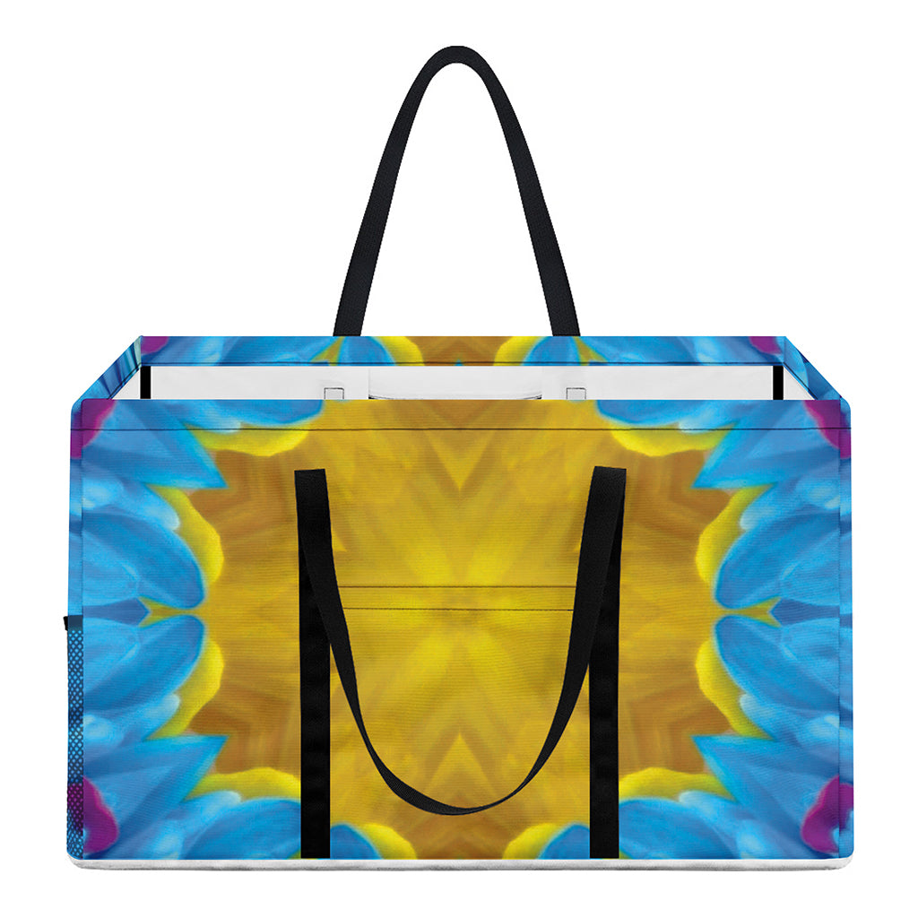 Blue And Pink Flowers Kaleidoscope Print Utility Tote Bag