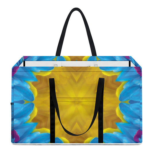 Blue And Pink Flowers Kaleidoscope Print Utility Tote Bag