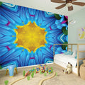 Blue And Pink Flowers Kaleidoscope Print Wall Sticker