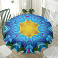 Blue And Pink Flowers Kaleidoscope Print Waterproof Round Tablecloth
