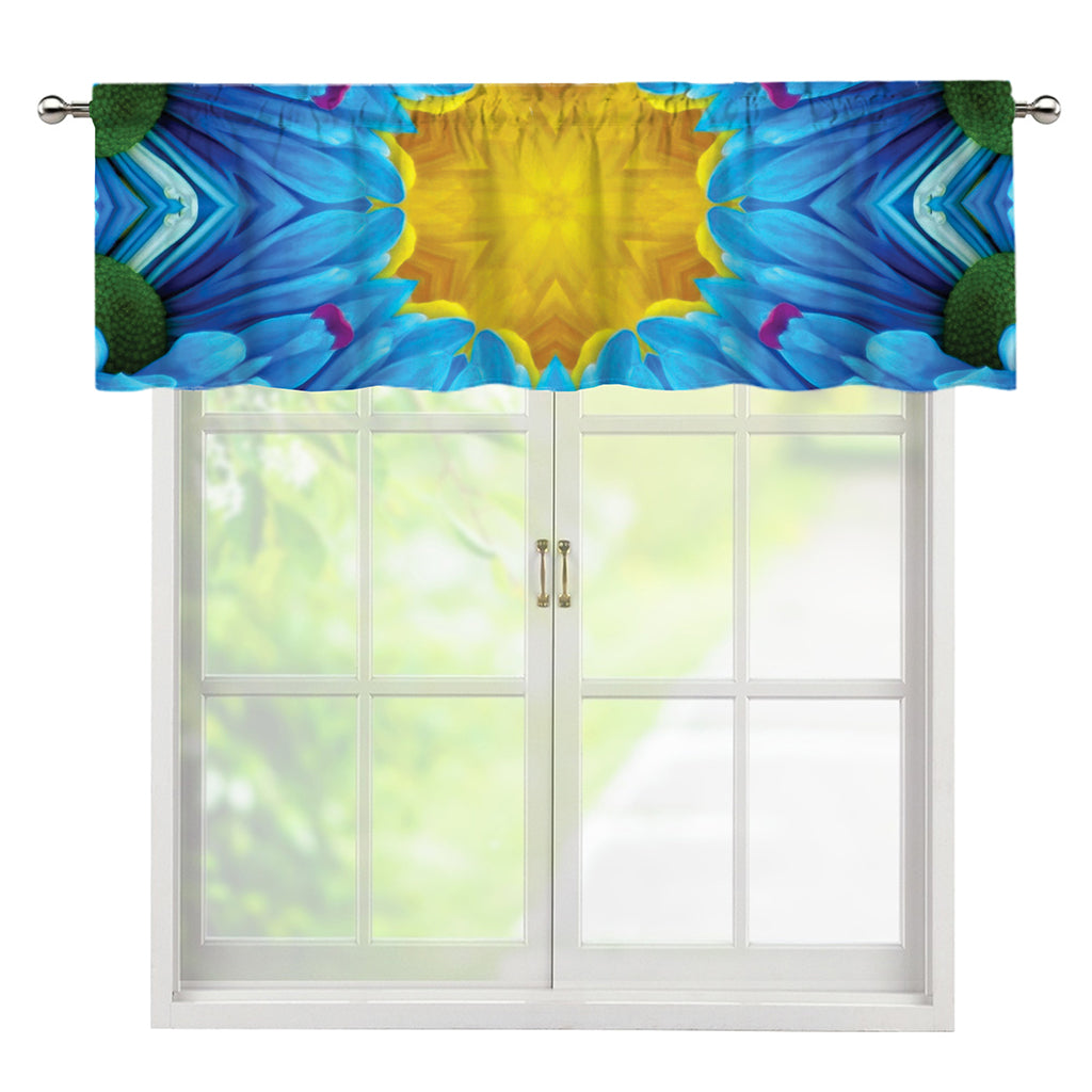 Blue And Pink Flowers Kaleidoscope Print Window Valance