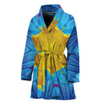 Blue And Pink Flowers Kaleidoscope Print Women's Bathrobe