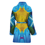 Blue And Pink Flowers Kaleidoscope Print Women's Bathrobe