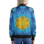 Blue And Pink Flowers Kaleidoscope Print Women's Bomber Jacket