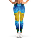 Blue And Pink Flowers Kaleidoscope Print Women's Leggings