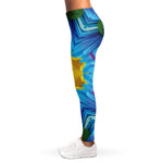 Blue And Pink Flowers Kaleidoscope Print Women's Leggings