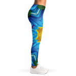 Blue And Pink Flowers Kaleidoscope Print Women's Leggings