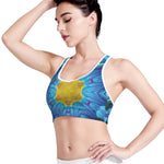 Blue And Pink Flowers Kaleidoscope Print Women's Sports Bra