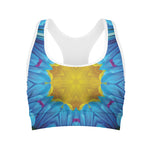 Blue And Pink Flowers Kaleidoscope Print Women's Sports Bra