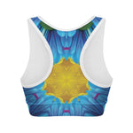 Blue And Pink Flowers Kaleidoscope Print Women's Sports Bra