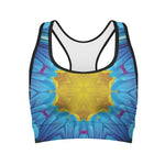 Blue And Pink Flowers Kaleidoscope Print Women's Sports Bra