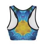 Blue And Pink Flowers Kaleidoscope Print Women's Sports Bra