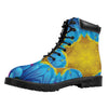 Blue And Pink Flowers Kaleidoscope Print Work Boots