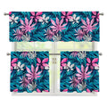 Blue And Pink Watercolor Hawaiian Print 3 Piece Kitchen Curtains