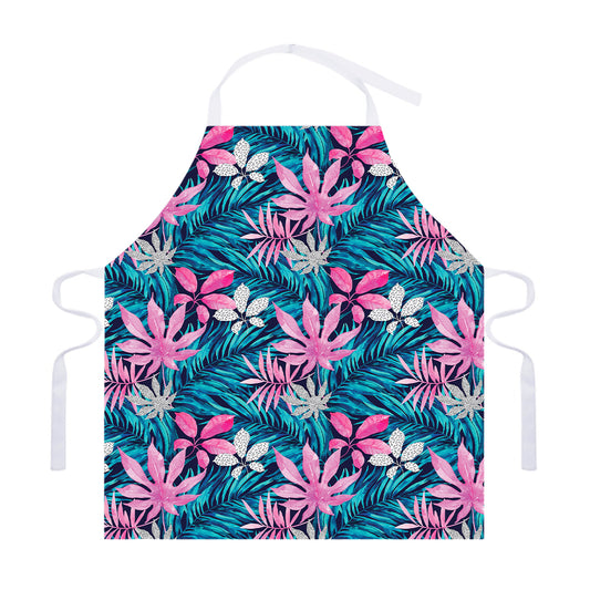 Blue And Pink Watercolor Hawaiian Print Adjustable Apron