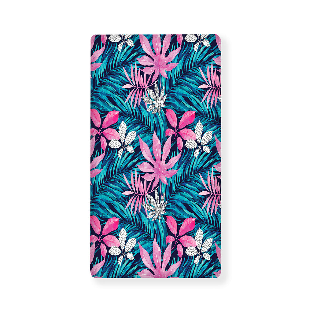 Blue And Pink Watercolor Hawaiian Print Baby Crib Sheet