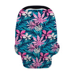 Blue And Pink Watercolor Hawaiian Print Baby Seat Cover
