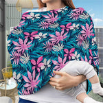 Blue And Pink Watercolor Hawaiian Print Baby Seat Cover