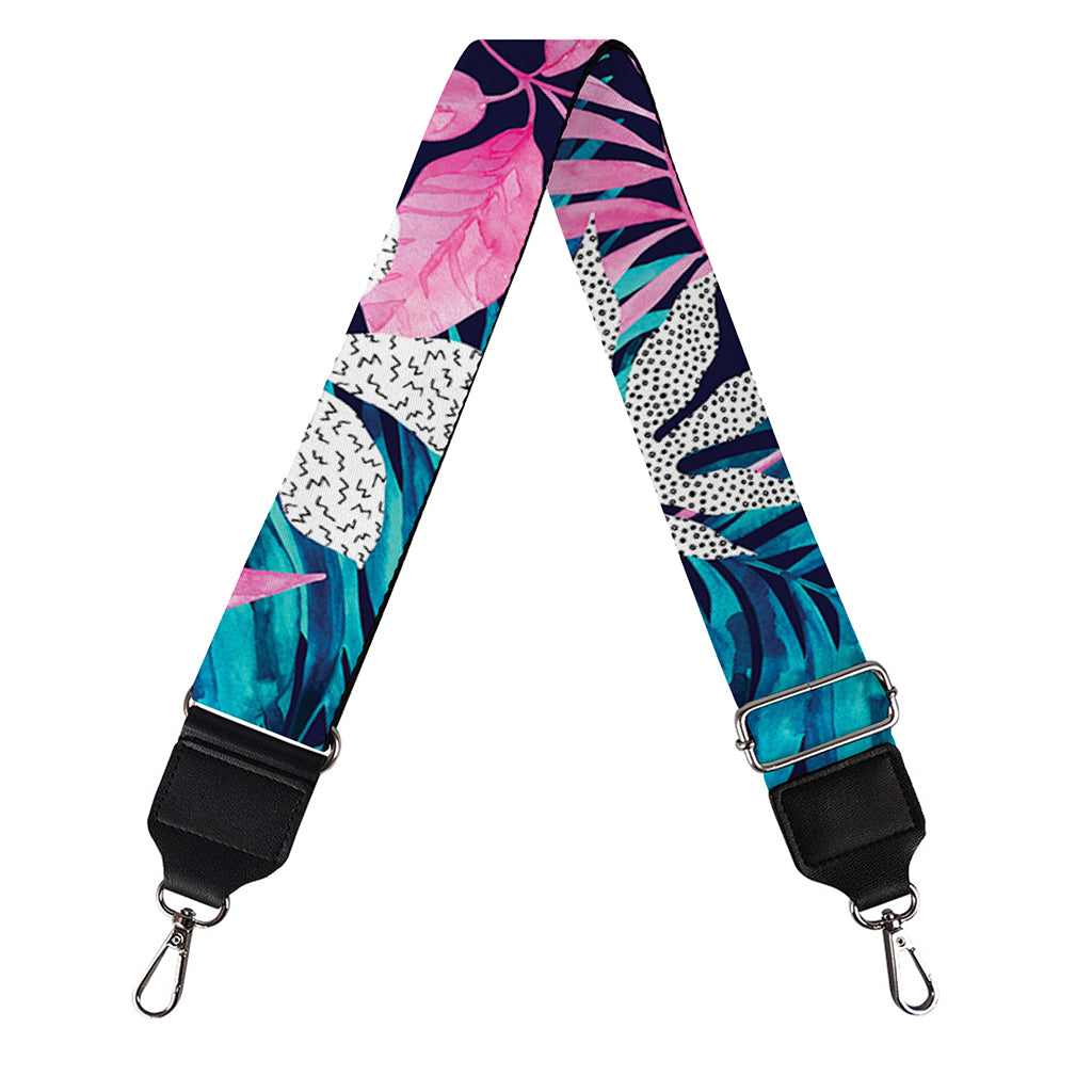 Blue And Pink Watercolor Hawaiian Print Bag Strap