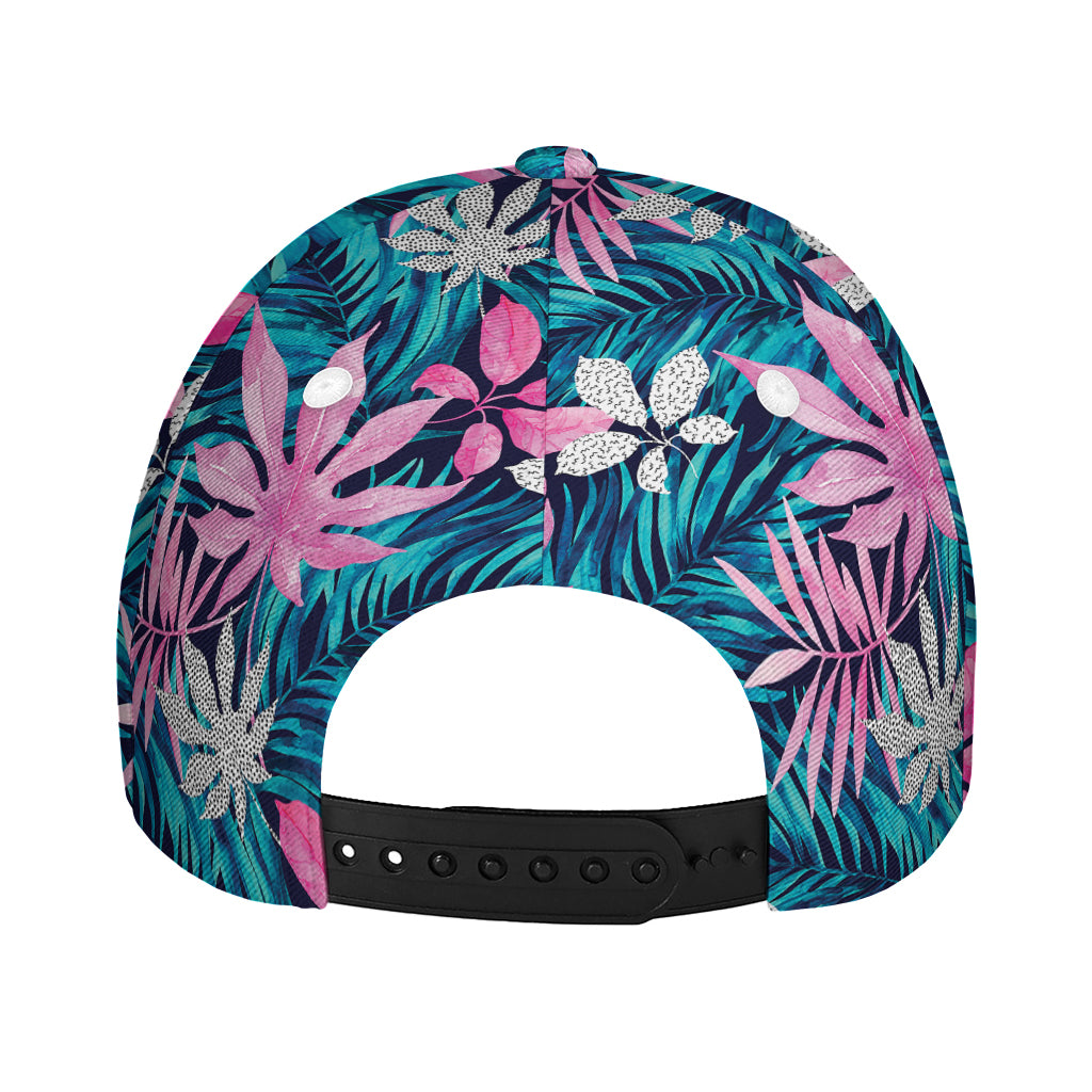 Blue And Pink Watercolor Hawaiian Print Baseball Cap