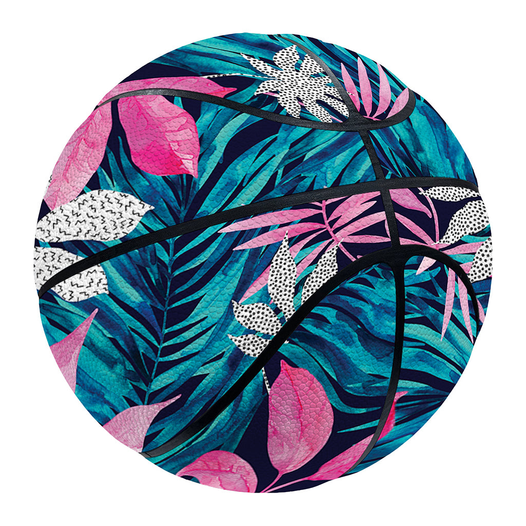 Blue And Pink Watercolor Hawaiian Print Basketball