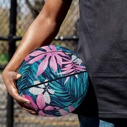 Blue And Pink Watercolor Hawaiian Print Basketball