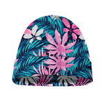 Blue And Pink Watercolor Hawaiian Print Beanie