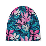 Blue And Pink Watercolor Hawaiian Print Beanie