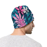 Blue And Pink Watercolor Hawaiian Print Beanie