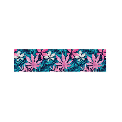 Blue And Pink Watercolor Hawaiian Print Bed Runner
