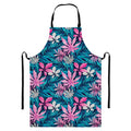 Blue And Pink Watercolor Hawaiian Print Bib Apron With Pocket