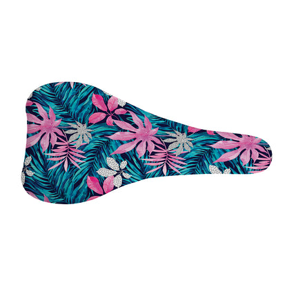 Blue And Pink Watercolor Hawaiian Print Bicycle Seat Cover