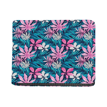 Blue And Pink Watercolor Hawaiian Print Bifold Wallet