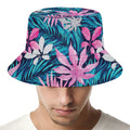 Blue And Pink Watercolor Hawaiian Print Bucket Hat