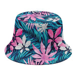 Blue And Pink Watercolor Hawaiian Print Bucket Hat