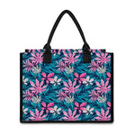 Blue And Pink Watercolor Hawaiian Print Canvas Tote Bag