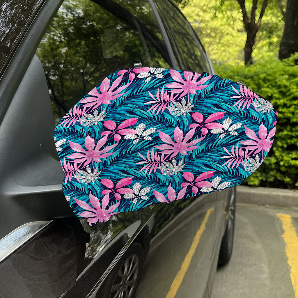 Blue And Pink Watercolor Hawaiian Print Car Side Mirror Covers