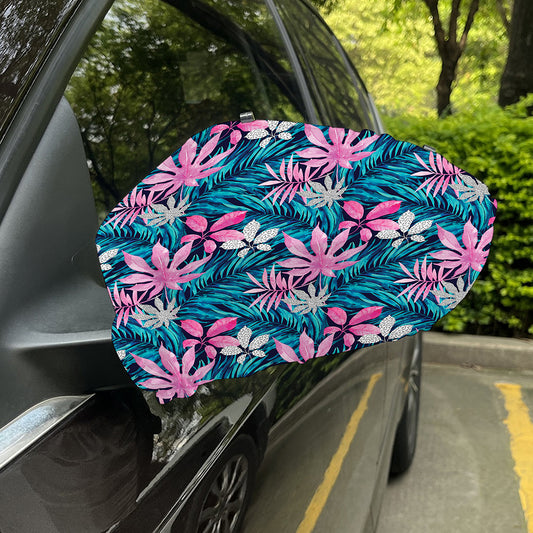 Blue And Pink Watercolor Hawaiian Print Car Side Mirror Covers